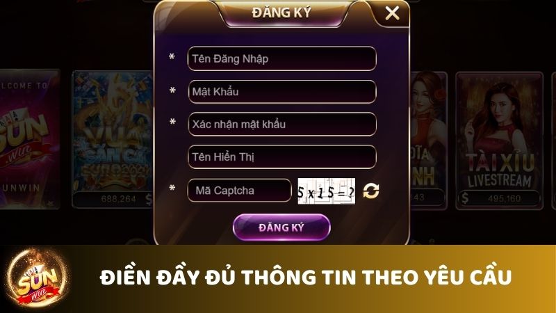 Điền đầy đủ thông tin theo yêu cầu