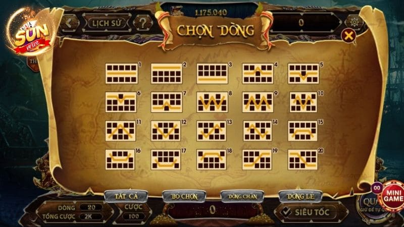 Quy tắc lựa chọn dòng cược của game Pirate King SunWin